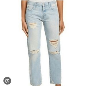 Current/Elliott The Fling in Alta Destroy Light Wash Distressed Boyfriend Jeans